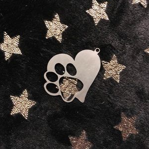 Ready-to-Engrave Metal Heart and Paw pendant